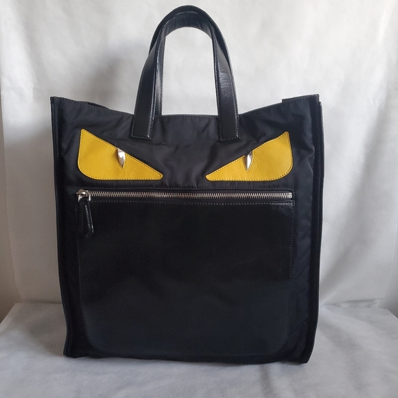 ✨️FENDI Nylon/Leather Monster Eyes Tote Bag - Picture 1 of 15